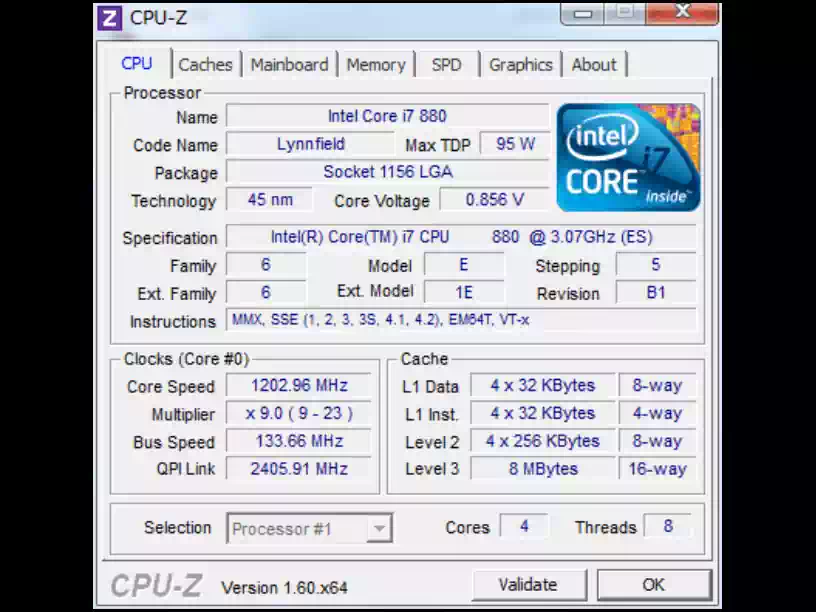 Windows7のCPU-Zの画像