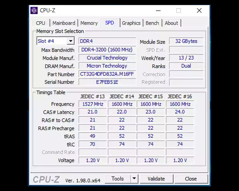 CPU-Zで見たメモリーの諸元
