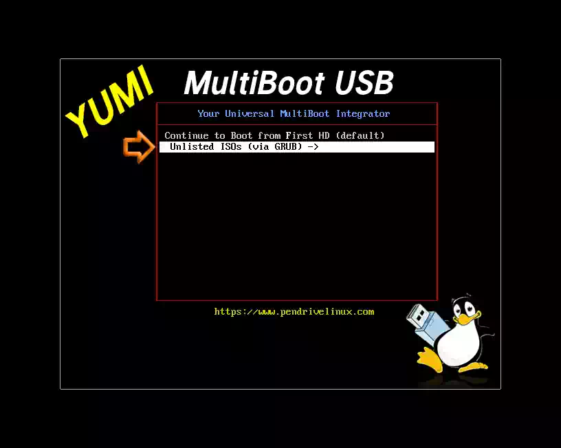 YUMI MultiBoot USBのメニュー画像