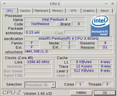 Northwood CPU-Zの画像