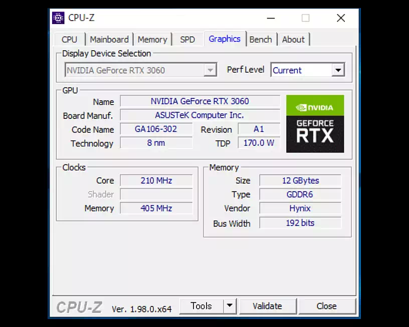 CPU-Zで見たグラボの諸元