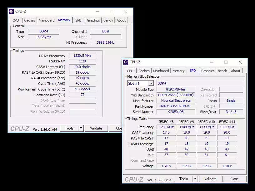 メモリーのCPU-Z画像