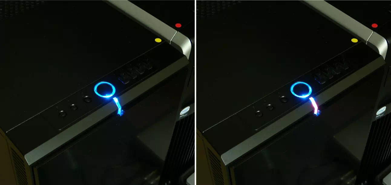 ストレージデバイスアクセスランプ用LEDを組込んだPCケースの画像