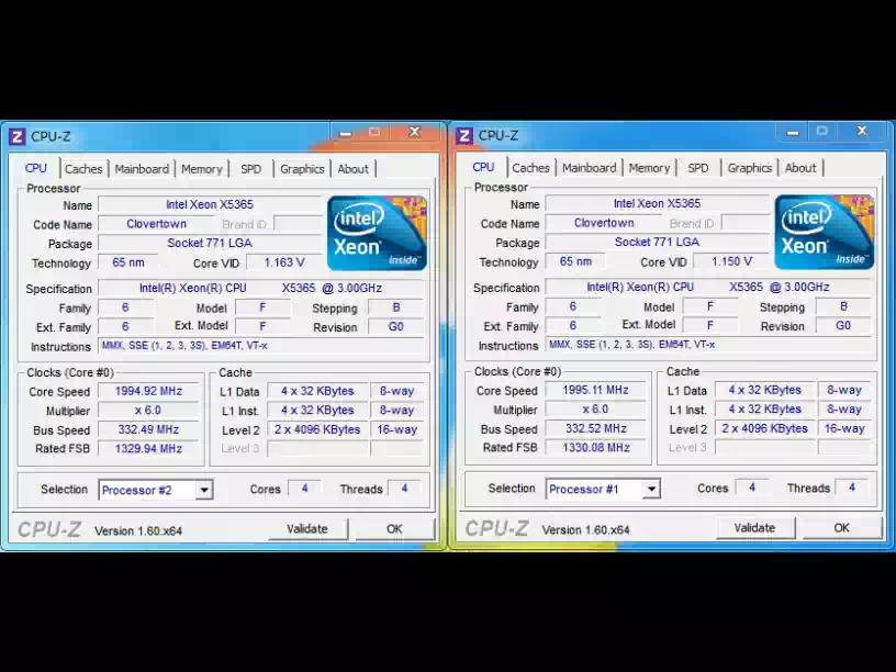 Windows 7上のCPU-Z画像