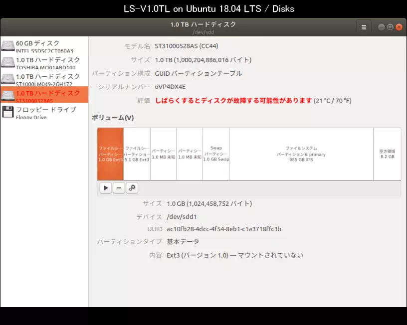 Uubntu上 Disksの評価