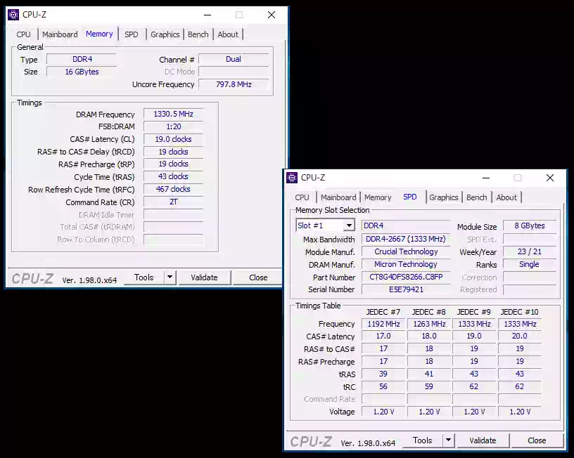 CPU-Zで見たメモリーの諸元