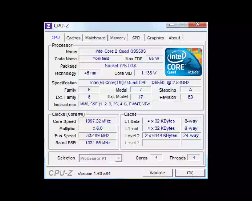 WindowsのCPU-Zの画像