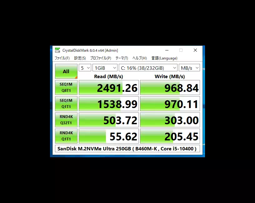 NVMe M.2 SSDのベンチマーク結果