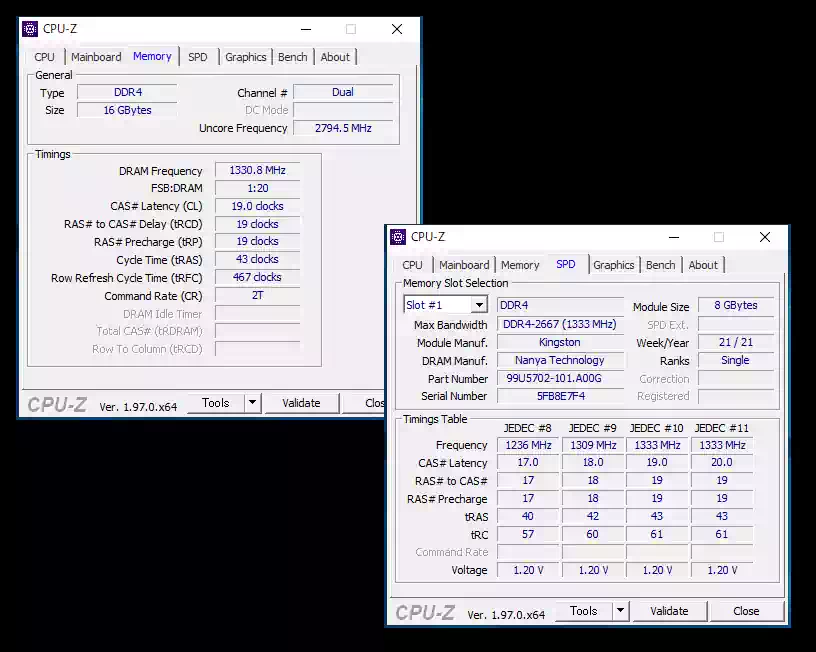 CPU-Zで見たメモリーの諸元