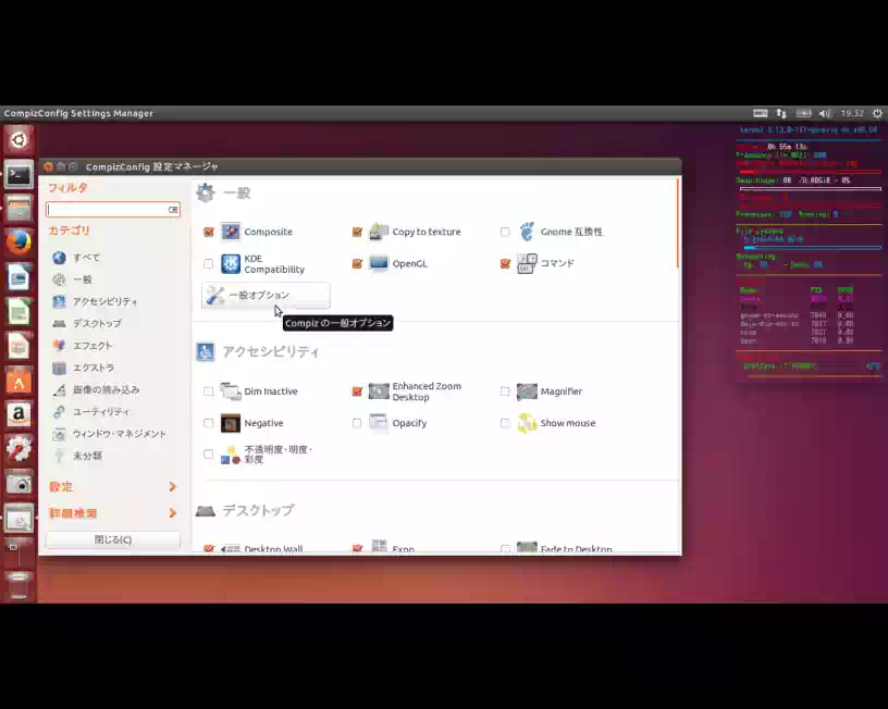 CompizConfig 設定マネージャの一般オプションの画像