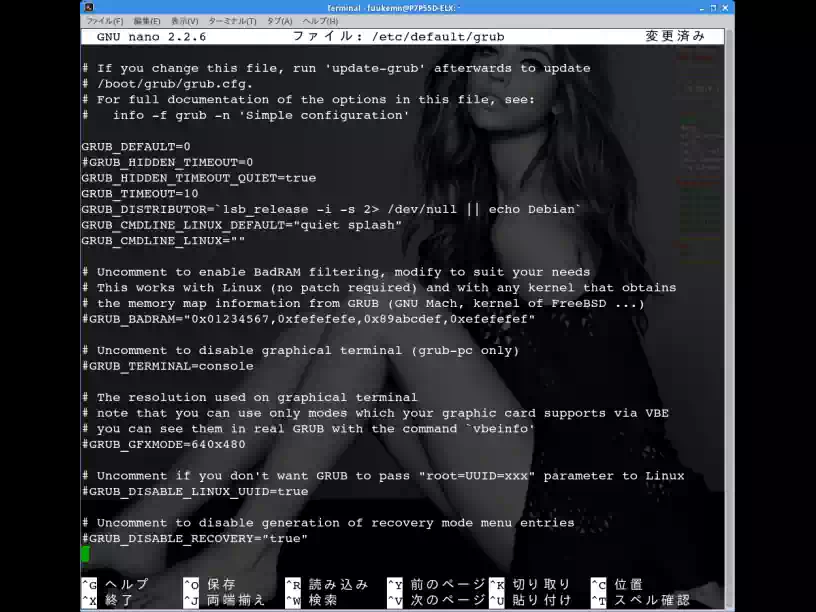 GRUB設定ファイル画像